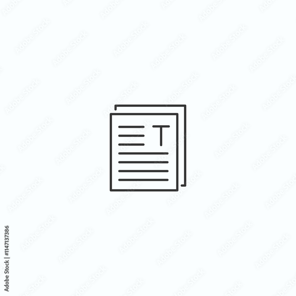 Minimalistic document icon on light background depicting text sheet concept Minimalistic document icon on light background depicting text sheet concept