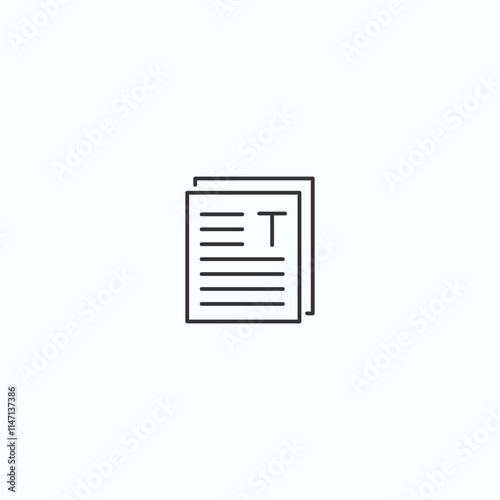 Minimalistic document icon on light background depicting text sheet concept