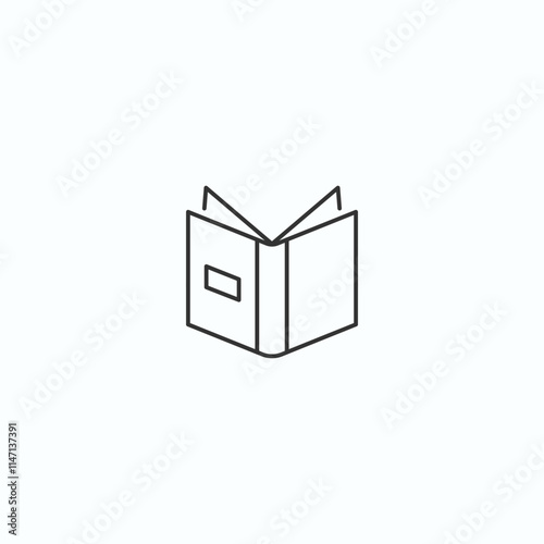 Minimalist icon of an open book in simple line art style photo