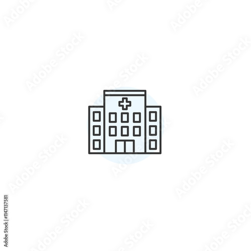 Minimalist hospital icon, modern medical facility, healthcare building symbol, clean design
