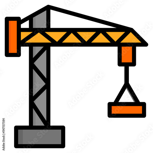 Economic and Industrial Growth Flat Line Color Icon