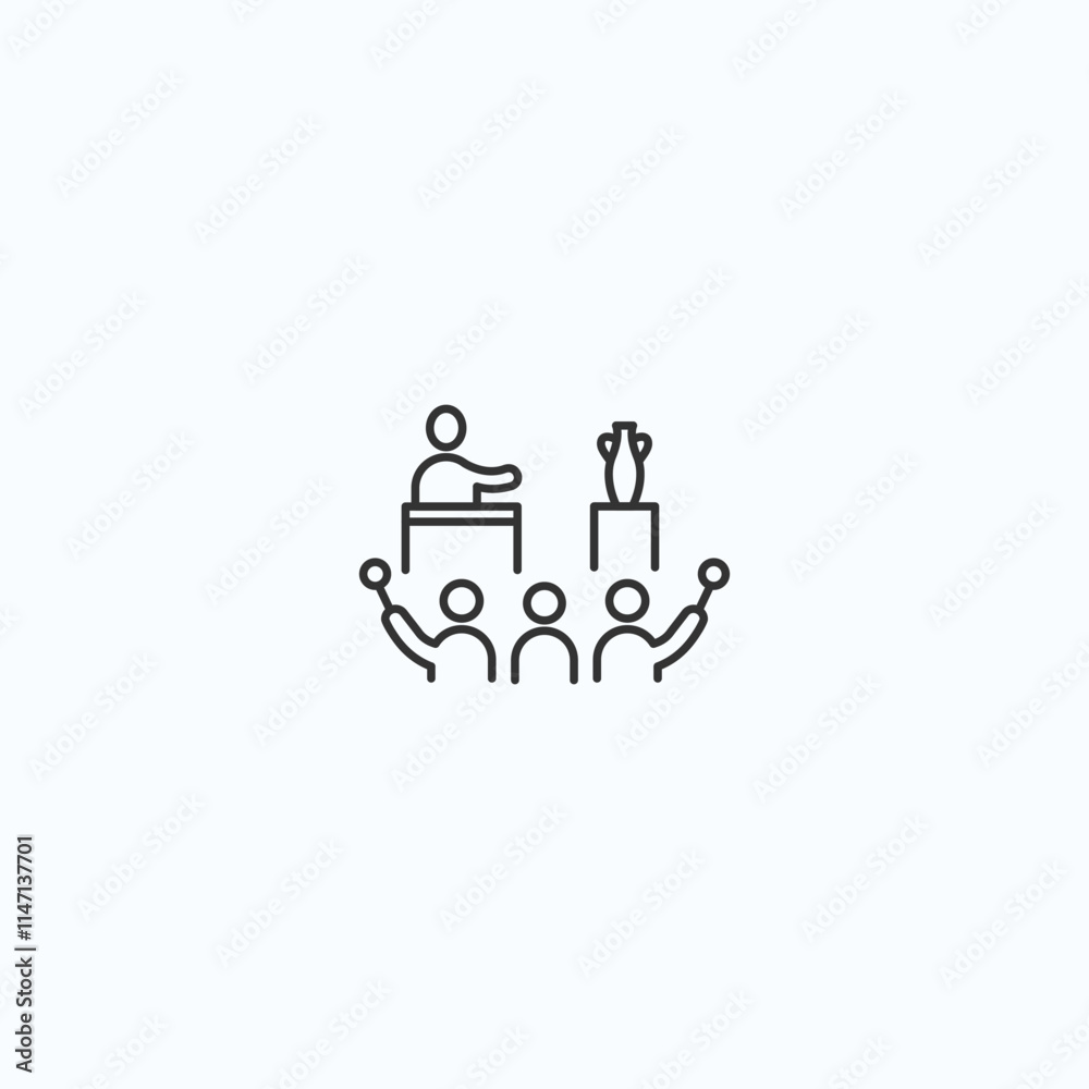 Minimalist vector icon of press conference and public speaking Minimalist vector icon of press conference and public speaking