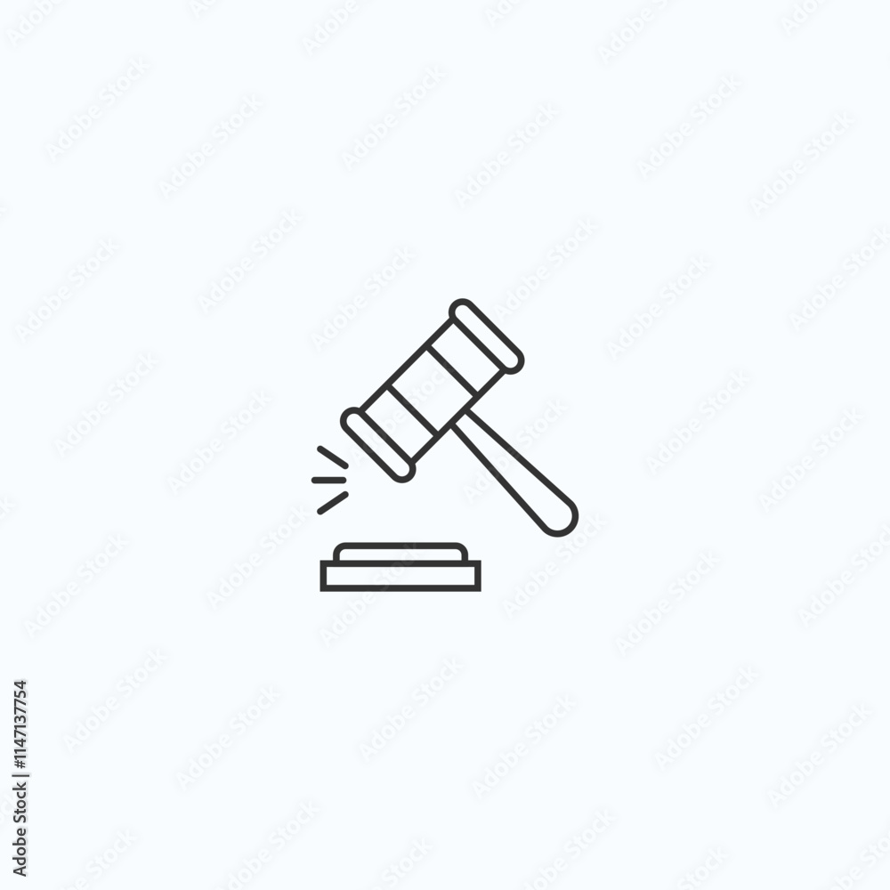 Minimalist gavel icon representing justice and law Minimalist gavel icon representing justice and law