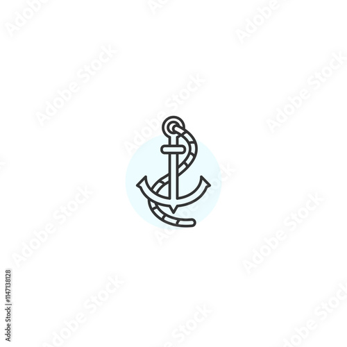 Minimalistic anchor icon with rope in clean geometric design photo