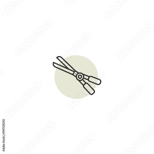 Minimalist garden shears icon on soft green circle background