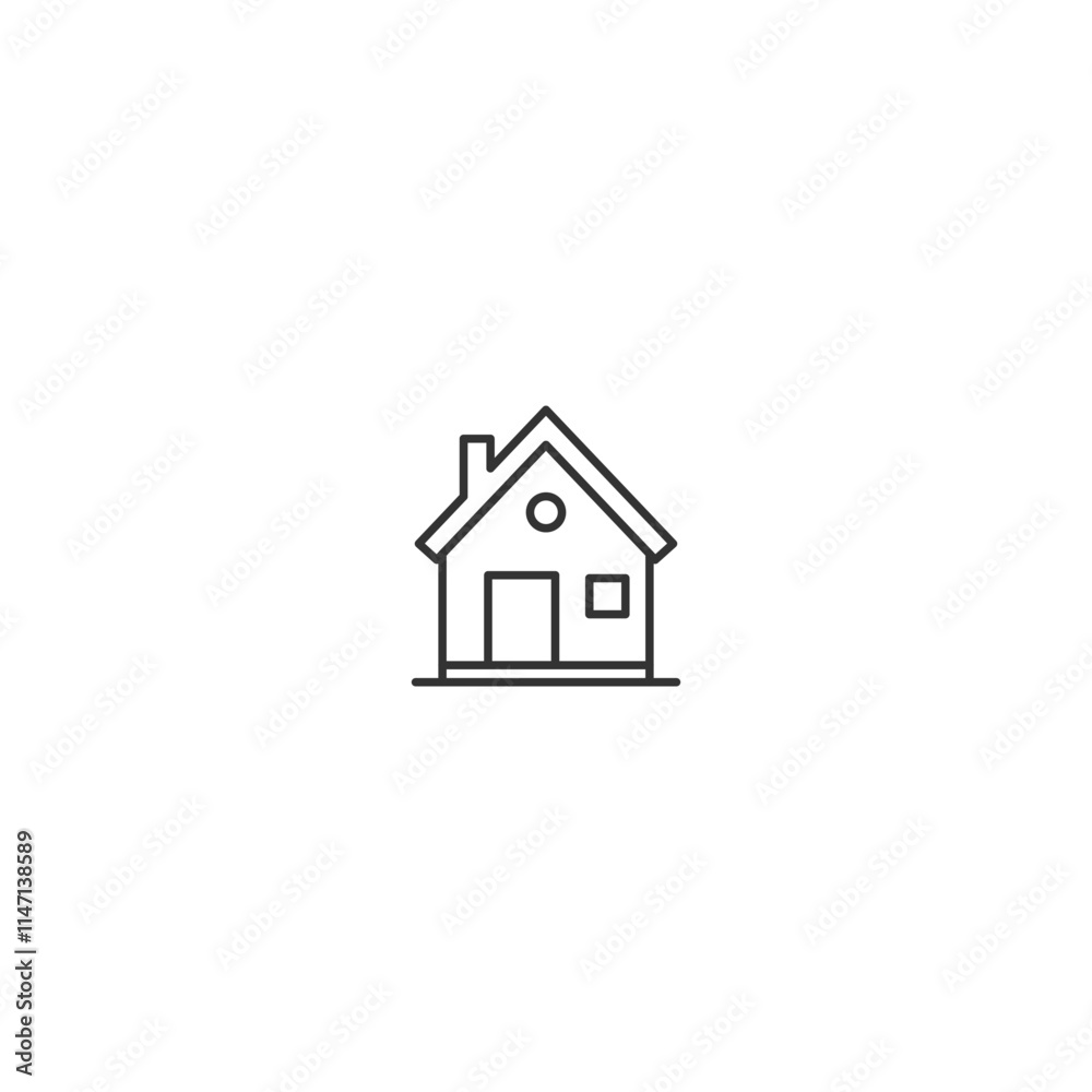 Minimalist line art of a simple house icon with black and white design Minimalist line art of a simple house icon with black and white design