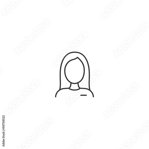 Minimalist outline of a woman with long hair - simple icon design