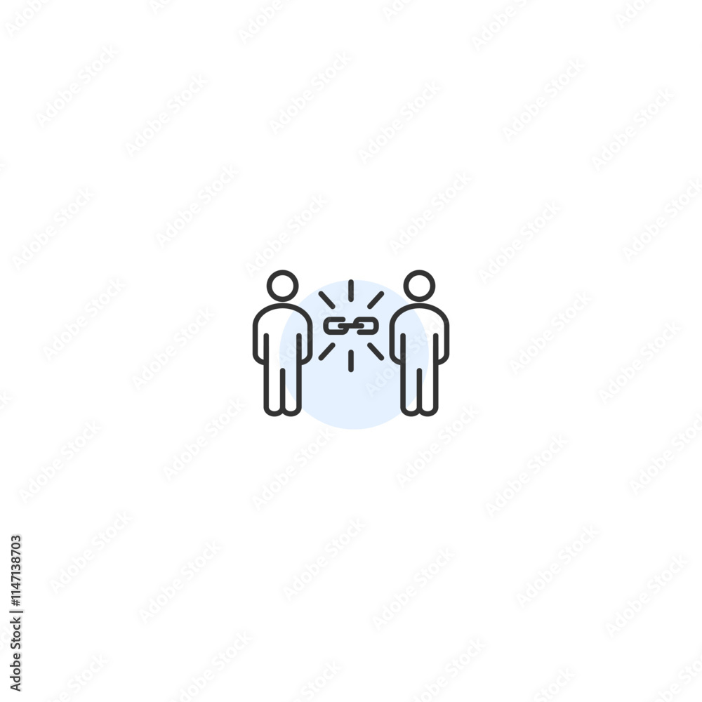 Connection icon with two people and link symbol Connection icon with two people and link symbol