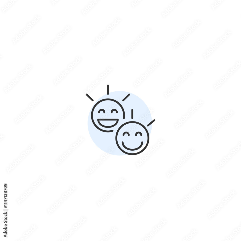 Minimalist smiling face icons with simple lines and pastel colors Minimalist smiling face icons with simple lines and pastel colors