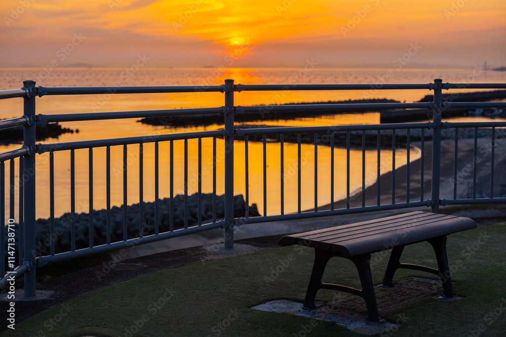 Obraz premium 夕方の明石の海の風景