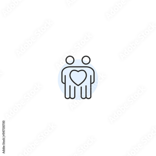 Minimalist icon of two people with heart symbolizing connection and love