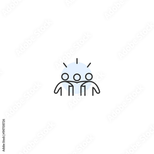 Minimalist teamwork icon: simple graphic of people collaborating