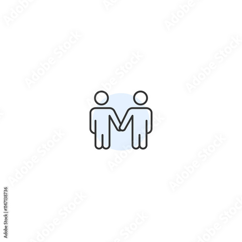 Minimalistic icon of two people holding hands: unity and connection symbol