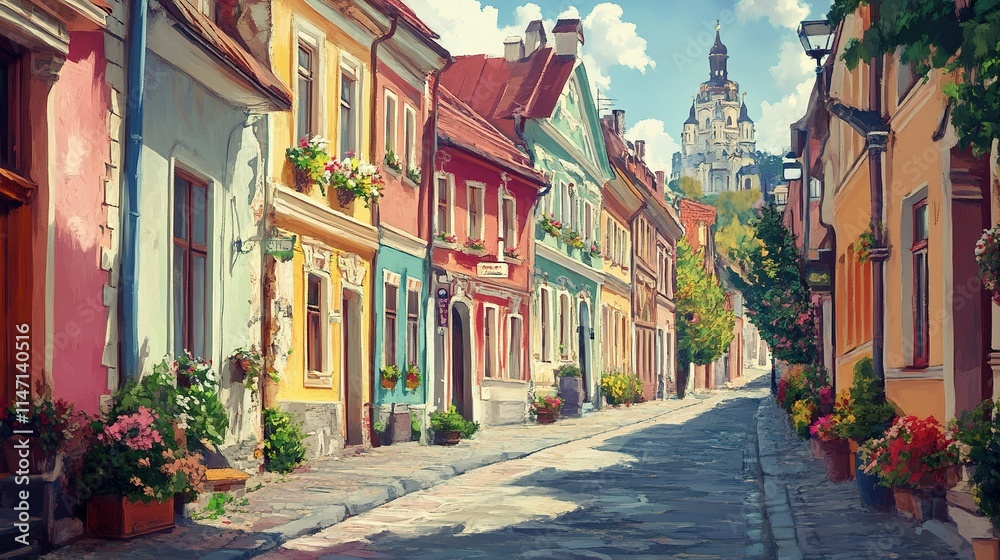 Walking ÑÂolourful streets in the beautiful old town Walking ÑÂolourful streets in the beautiful old town