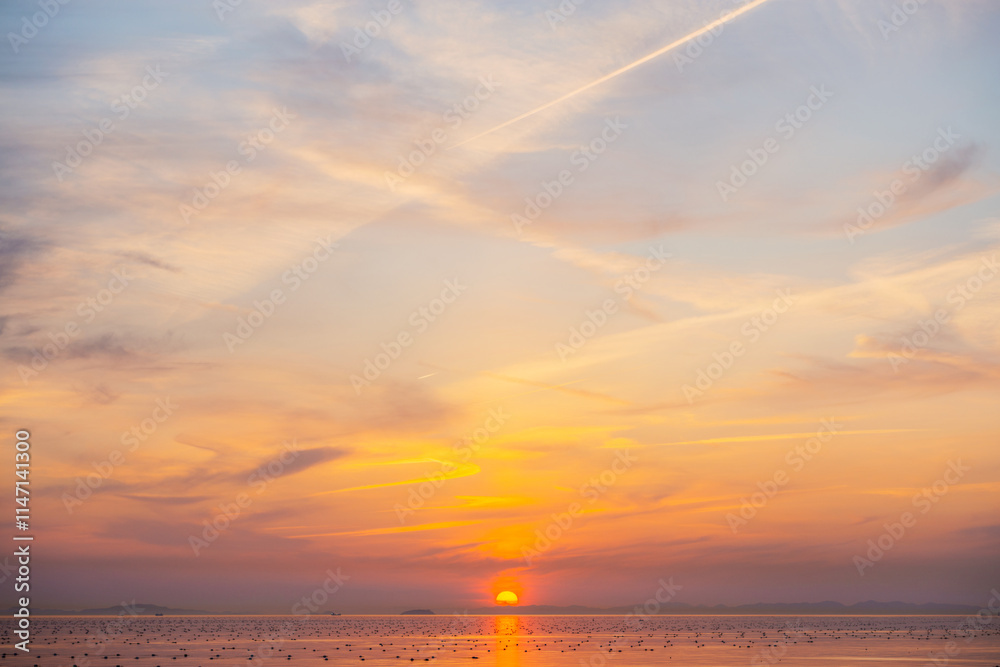 Naklejka premium 夕方の明石の海の風景