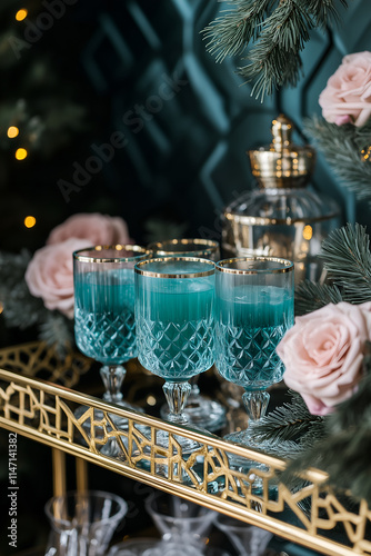 Art deco inspired Christmas cocktail station photo