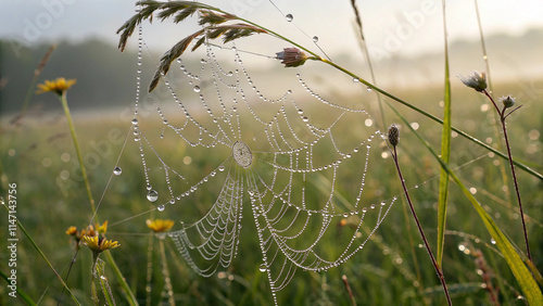 spider web with dew photo