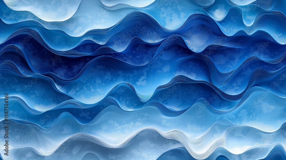 Abstract blue and white wave pattern with textured details, creating a sense of movement and fluidity in digital art form Abstract blue and white wave pattern with textured details, creating a sense of movement and fluidity in digital art form