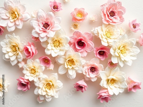 Wallpaper Mural Artificial flowers in pastel colors creating a vintage-style floral wall background, pattern, bloom, style Torontodigital.ca