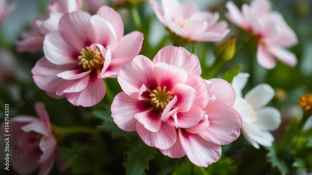 Beautiful pink and white ranunculus flowers in full bloom, perfect for spring concepts and floral designs, pink, vibrant Beautiful pink and white ranunculus flowers in full bloom, perfect for spring concepts and floral designs, pink, vibrant