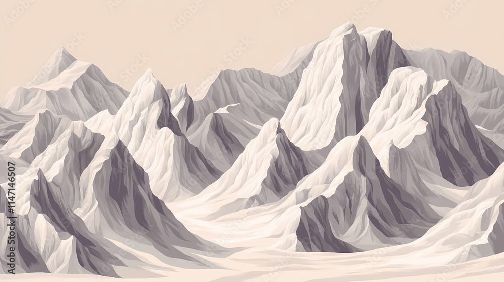 Fault block mountains with steep slopes and shadowed ravines. Craggy. Illustration Fault block mountains with steep slopes and shadowed ravines. Craggy. Illustration