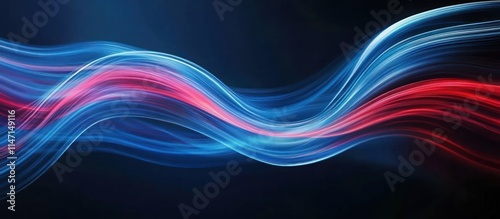 Speed-inspired abstract art, blue and red flowing lines on dark backdrop
