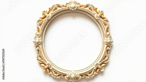 Vintage ornate frames in gold and ivory tones with intricate floral designs, detail, elegant