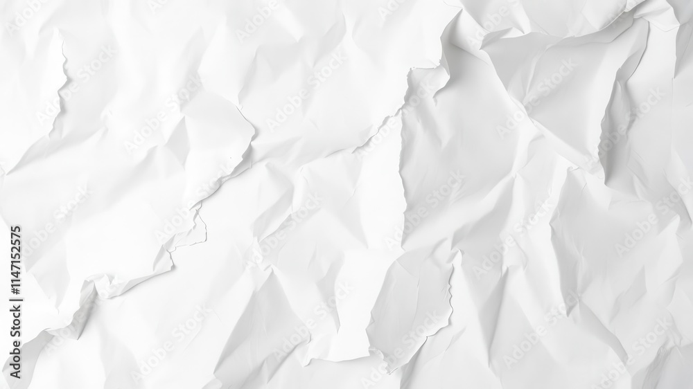Fototapeta premium Crumpled white paper with folded corners and soft shadows, shot, element