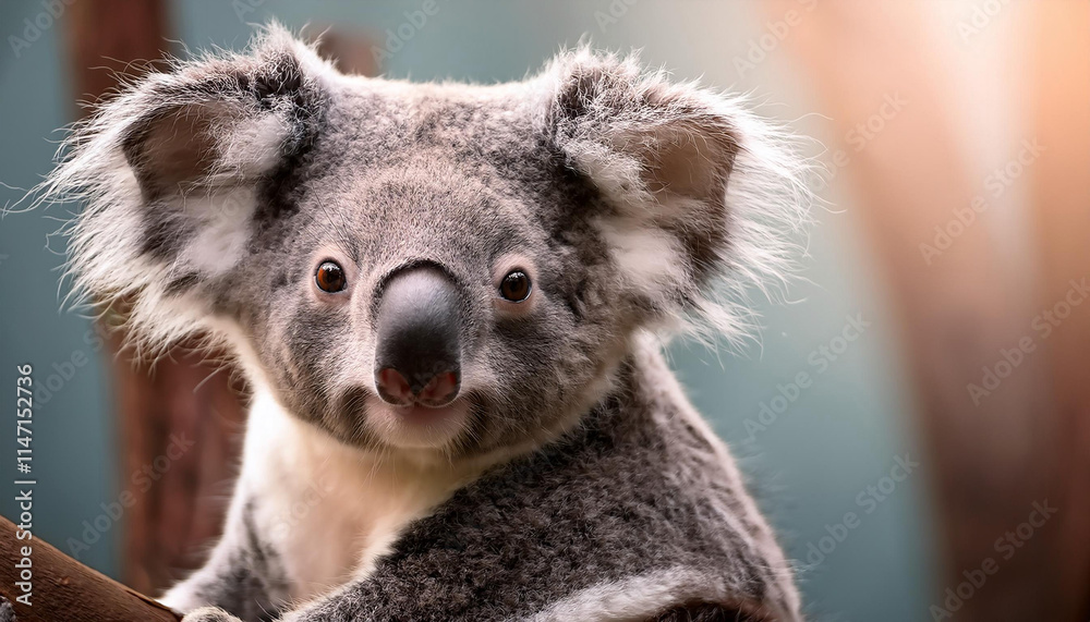 Fototapeta premium Close-Up of a Koala, Emphasizing Its Gentle Expression and Fur Texture