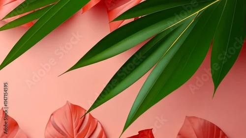 Minimalistic leaf texture illustration, perfect for a summer plant-themed wallpaper or banner panorama, Ai Generated.