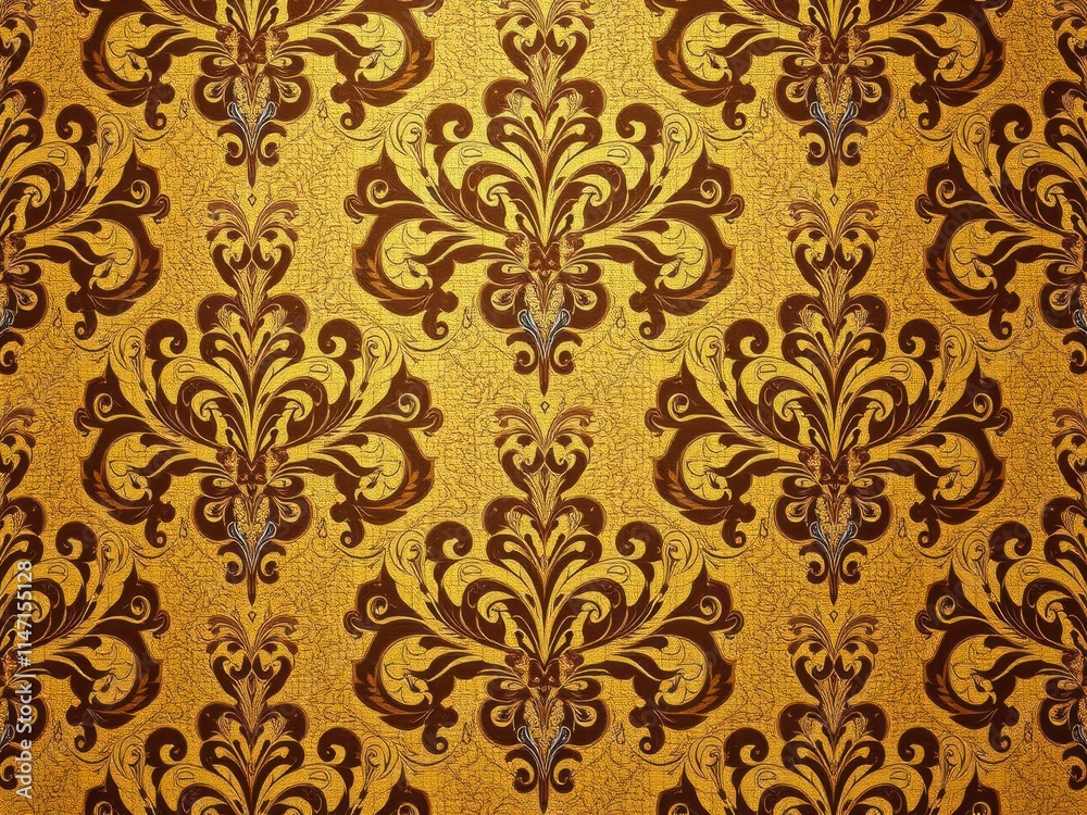 Intricately designed Seamless Damask wallpaper in shades of blue and gold, repeat, wallpaper Intricately designed Seamless Damask wallpaper in shades of blue and gold, repeat, wallpaper