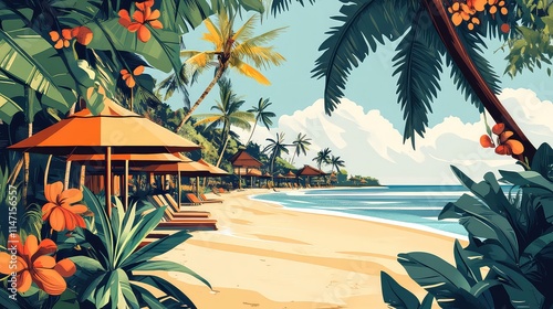 Illustration Of A Travel Poster For A Trip To Bali Island, Generative AI