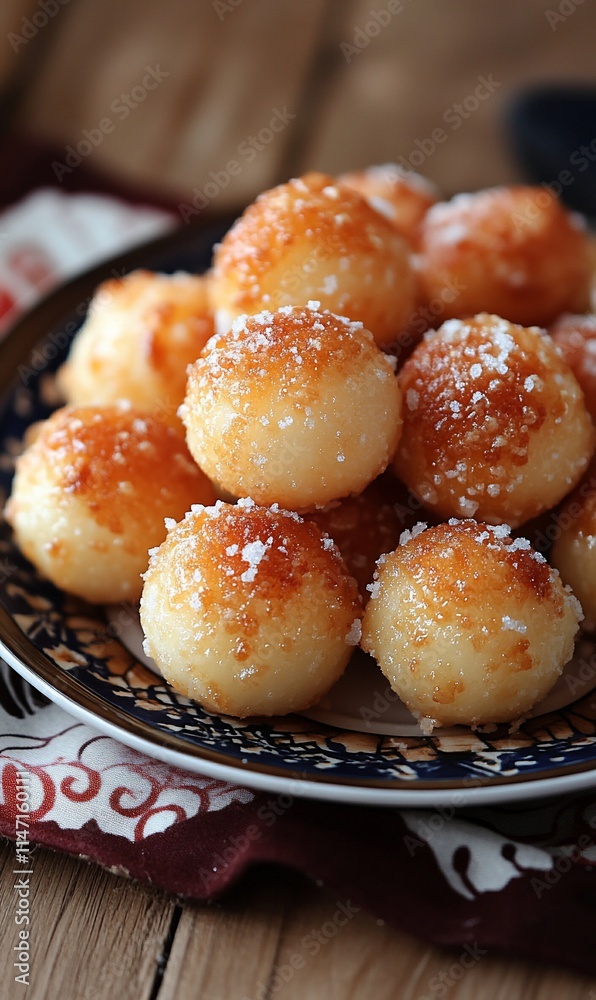 Golden fried cheese balls on plate. Golden fried cheese balls on plate.