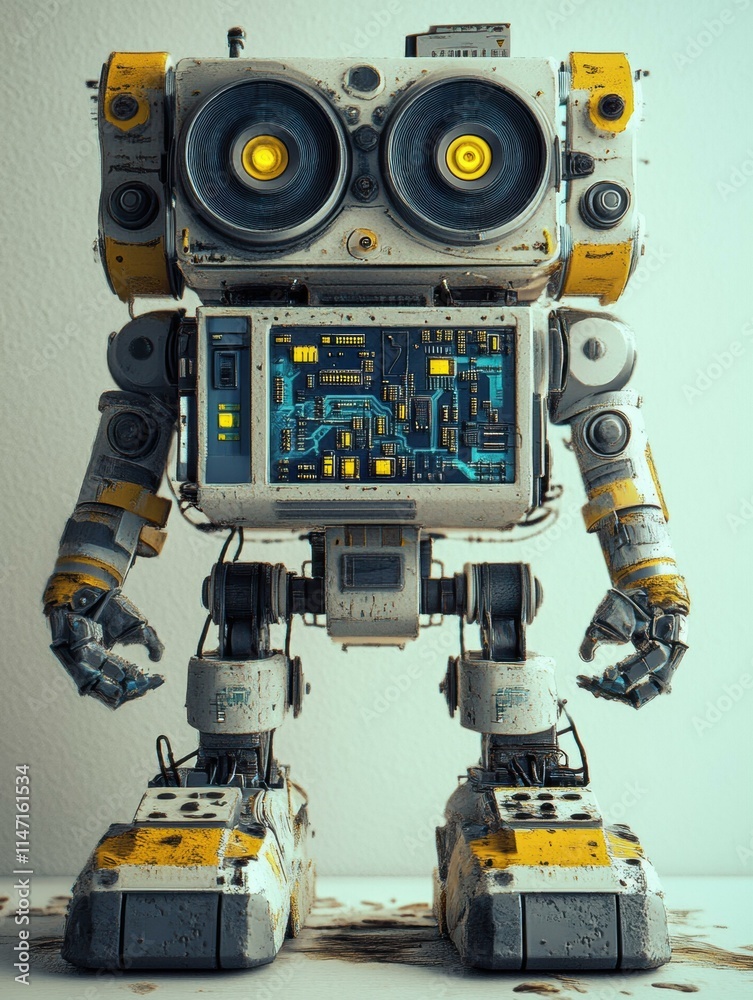 Fototapeta premium Retro robot design. AI.