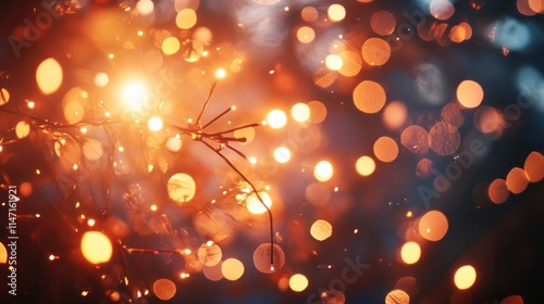 Sparkling golden lights bokeh background.