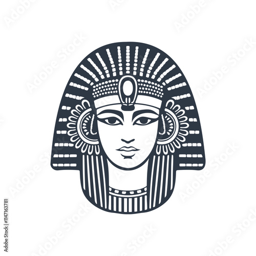 Ancient Egyptian goddess Cleopatra. Ruler of Ancient Egypt. Monochrome illustration.
