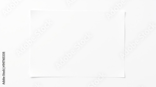 Blank sheet of paper resting on a clean white background, perfect for showcasing designs or text mockups, creativity, advertisement, mockup