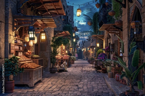 Night ancient Arabic city