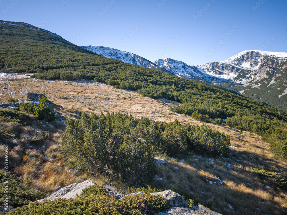 Fototapeta premium Landscape of Rila Mountain near Mechit peak, Bulgaria