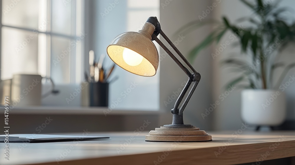 Mocha mousse desk lamp casting striking light and shadow in modern office setting Mocha mousse desk lamp casting striking light and shadow in modern office setting