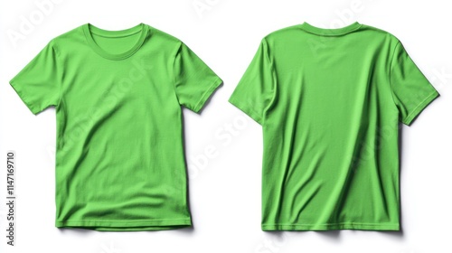 Wallpaper Mural A green t-shirt mockup displayed on a white background, showing both the front and back views. Torontodigital.ca