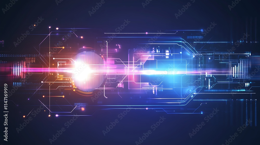 Obraz premium Futuristic Technology Background with Abstract Digital Elements