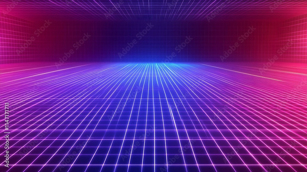 High-Tech Digital Background with Neon Grids and Advanced Circuit Patterns High-Tech Digital Background with Neon Grids and Advanced Circuit Patterns