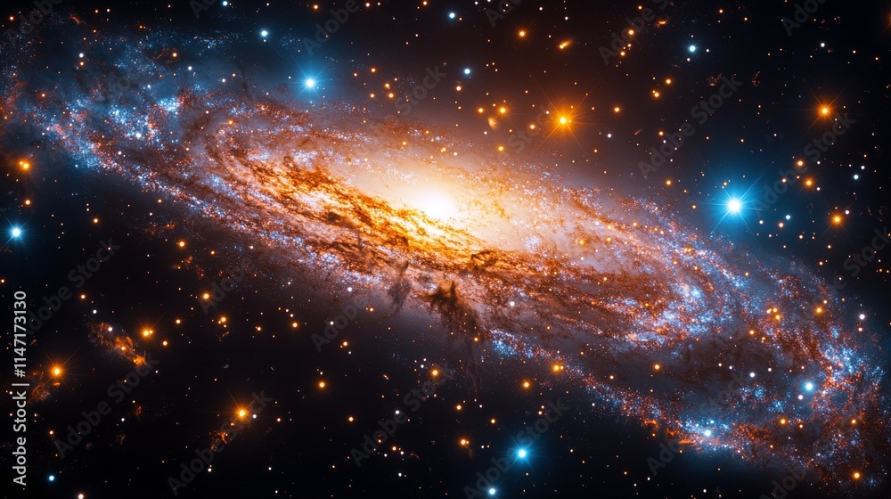 Sharp and vibrant view of the universe with swirling nebulae, bright stars, and distant planets in perfect focus Sharp and vibrant view of the universe with swirling nebulae, bright stars, and distant planets in perfect focus