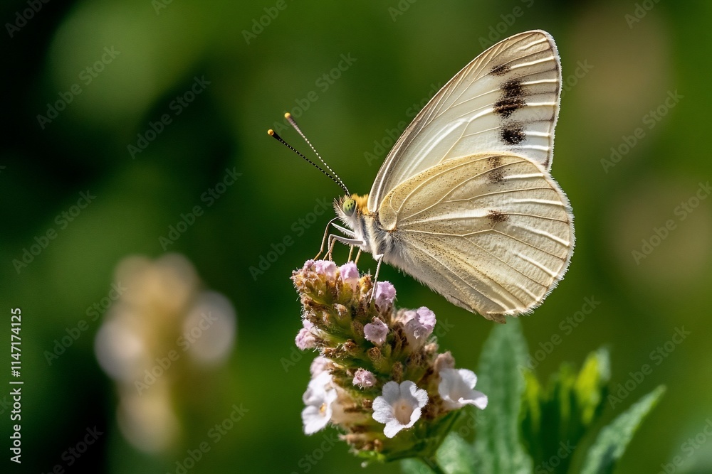 White butterfly feeding on purple flower. White butterfly feeding on purple flower.