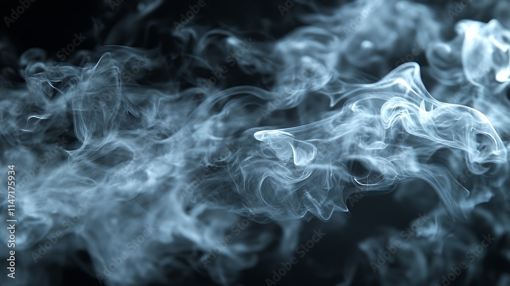 Obraz premium Abstract Swirling Blue Smoke Against Dark Background