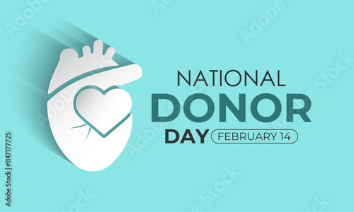 Vector graphic of on the theme of National Organ Donor day observed each year on February 14th. Organ, eye and tissue donation. Banner poster, flyer and background design template. Vector illustration