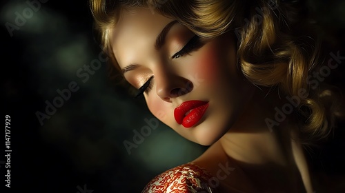 Elegant Retro Glamour: A Blonde Beauty Portrait