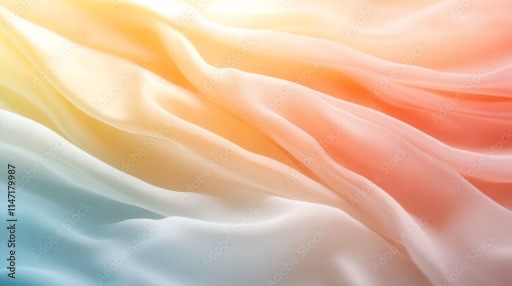 Obraz premium Soft, flowing fabric in gradient hues of orange, yellow, and blue.