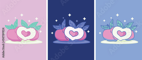 Valentines card with peaches 